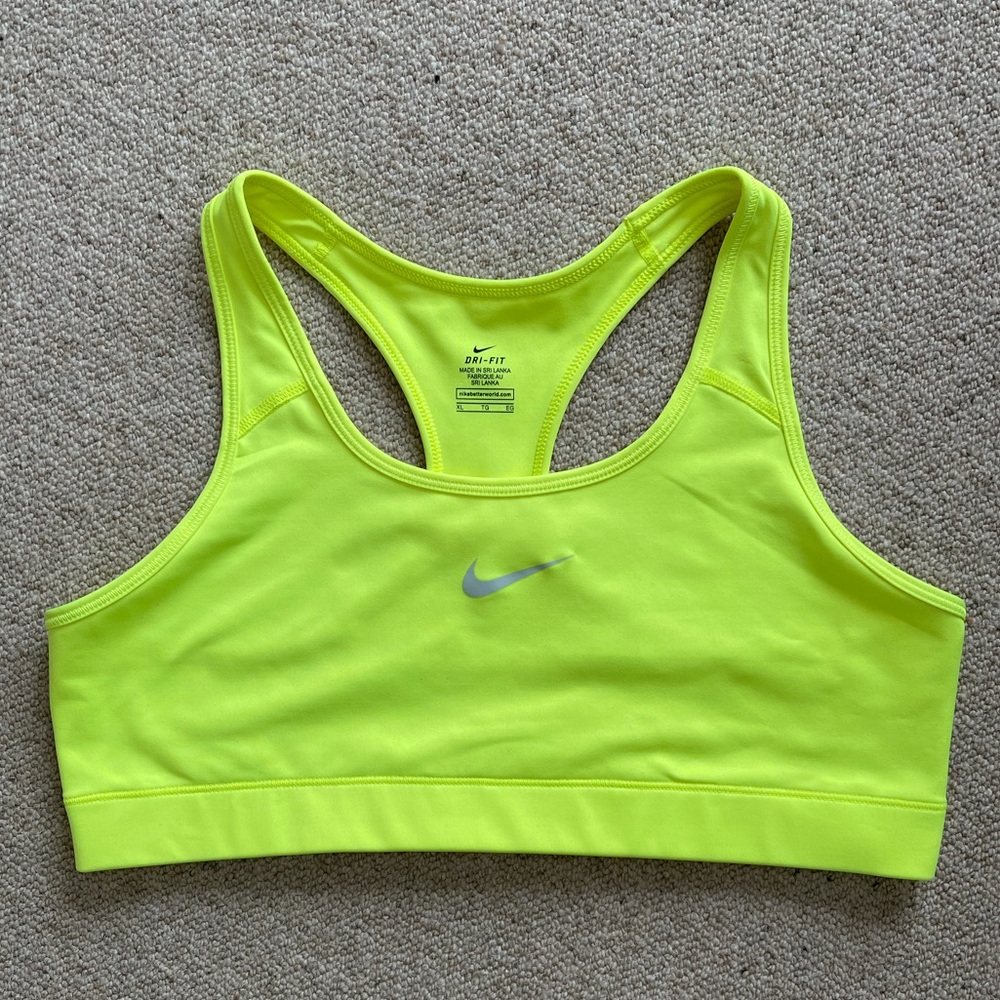 NIKE DRI-FIT yellow sports bra Size: XL